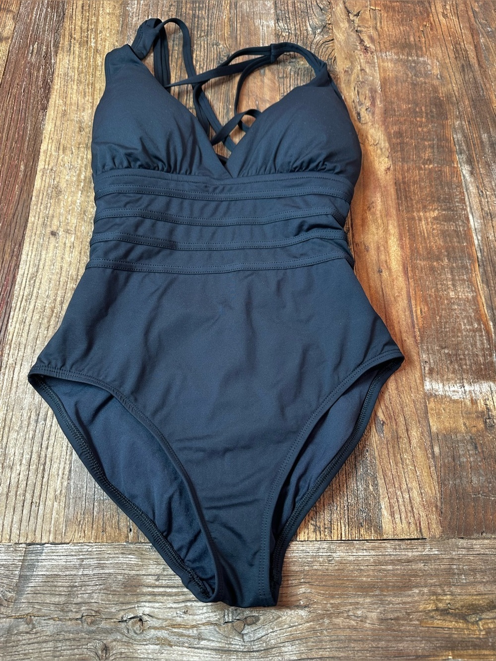 La Blanca Black One-Piece Swimsuit with Logo Tag